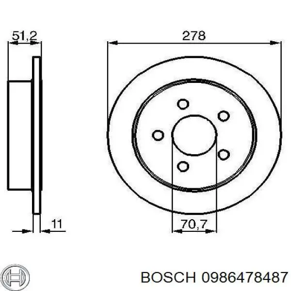 Disco de freno trasero 0986478487 Bosch