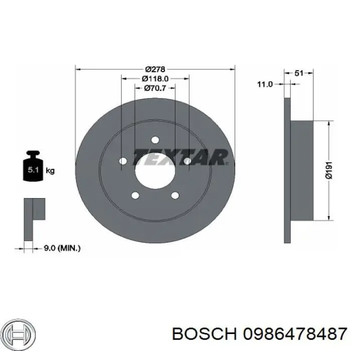 Задний тормозной диск Bosch 0986478487 цена, от 38.98 USD