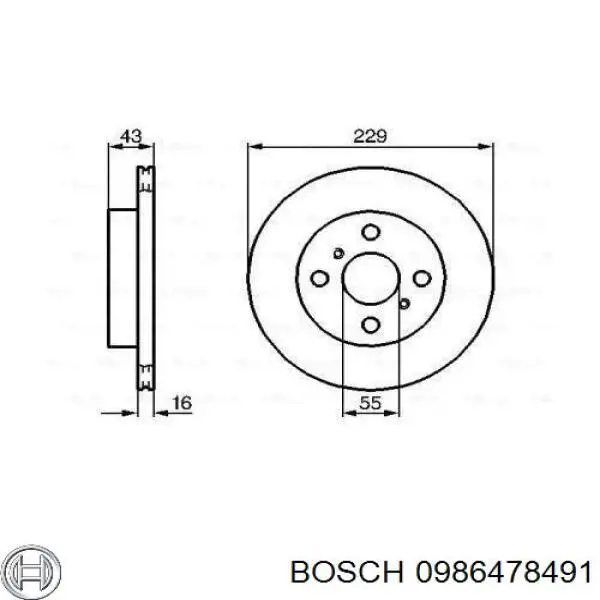 Передние тормозные диски 0986478491 Bosch