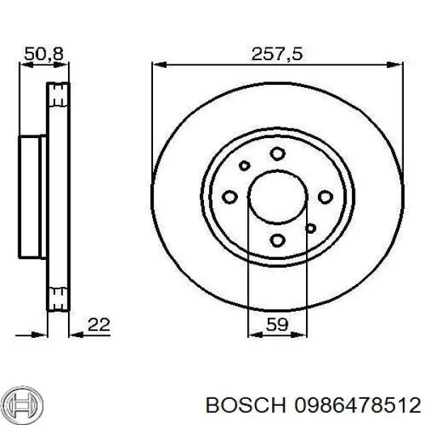 Freno de disco delantero 0986478512 Bosch