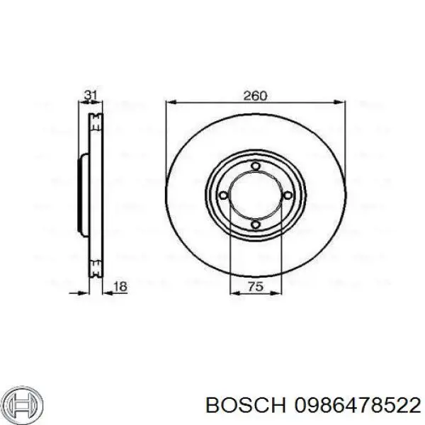 0986478522 Bosch диск тормозной передний