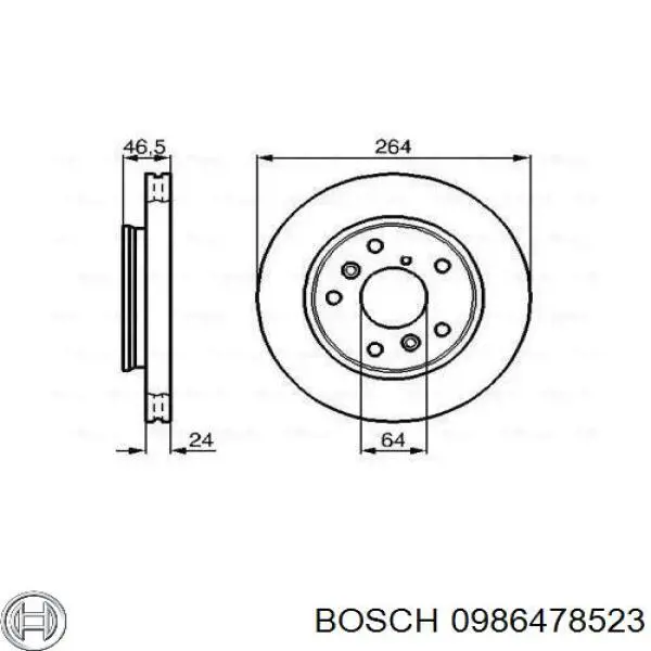 0986478523 Bosch диск тормозной передний