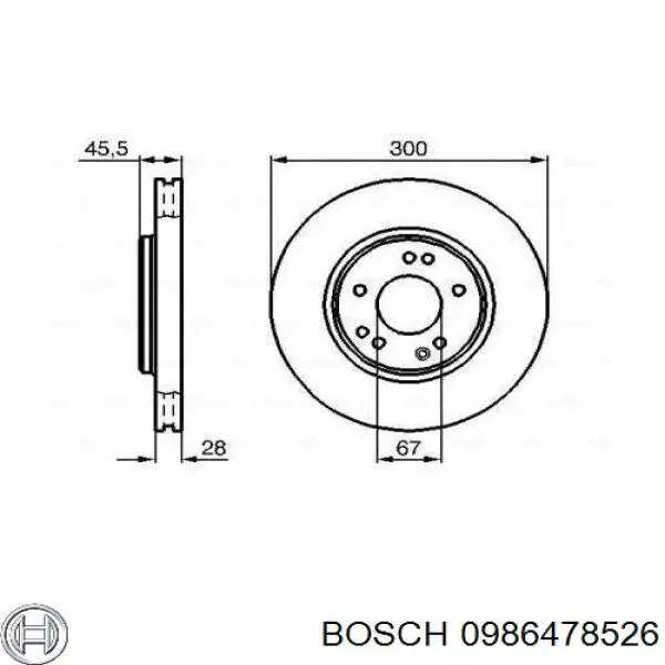 0 986 478 526 Bosch диск тормозной передний