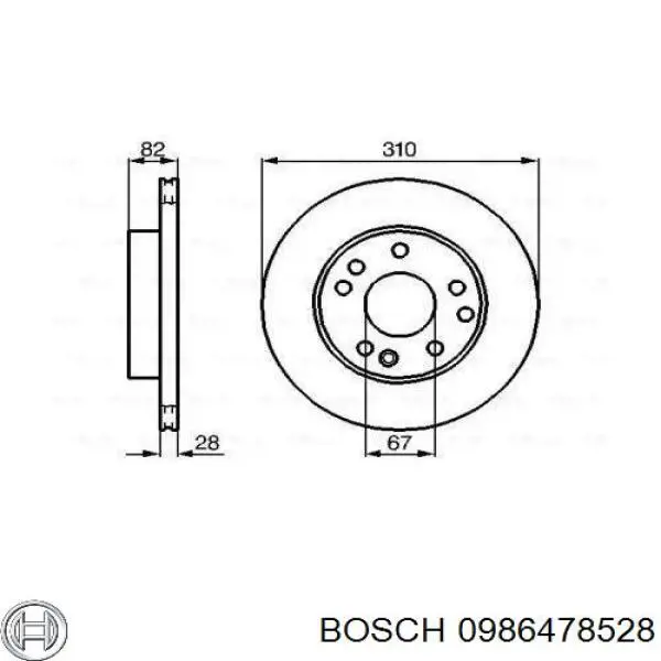 0 986 478 528 Bosch диск тормозной передний