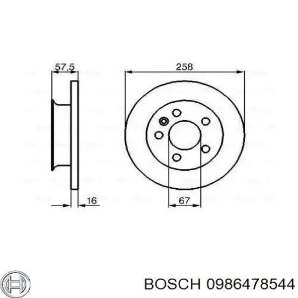 Передние тормозные диски 0986478544 Bosch