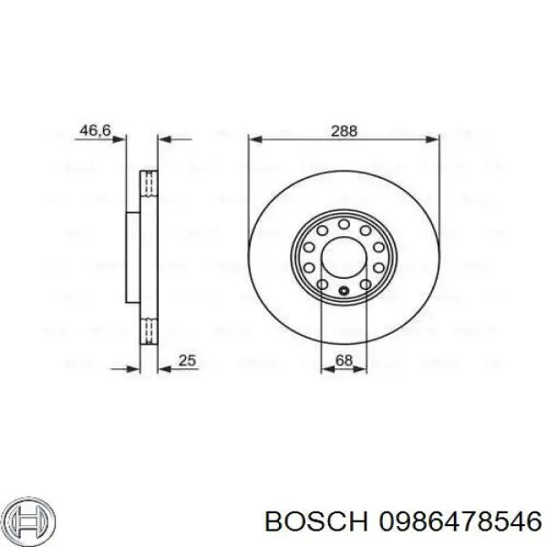 Передний тормозной диск Bosch 0986478546