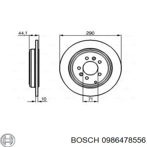 0 986 478 556 Bosch диск тормозной задний