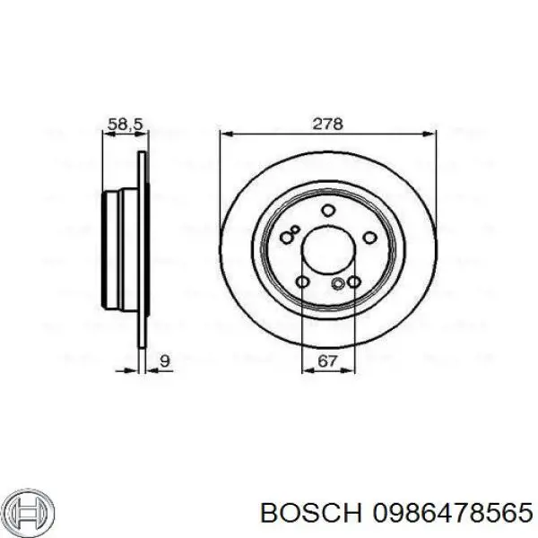 0 986 478 565 Bosch диск тормозной задний