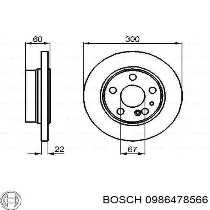 0986478566 Bosch диск тормозной задний