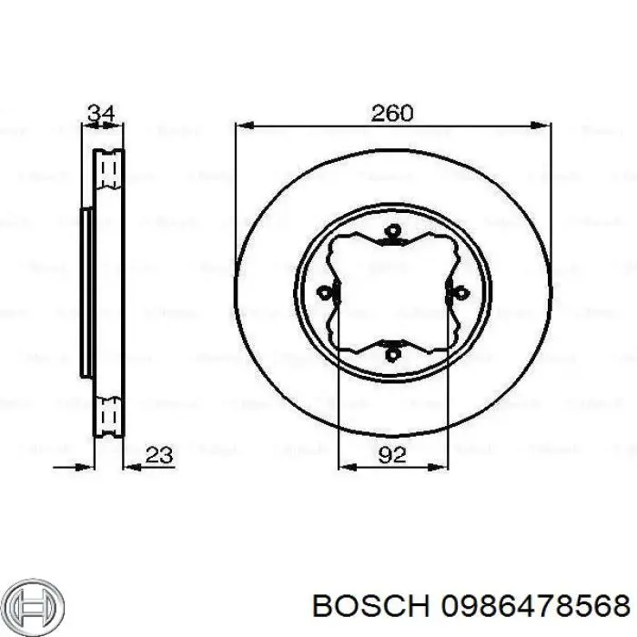0986478568 Bosch диск тормозной передний