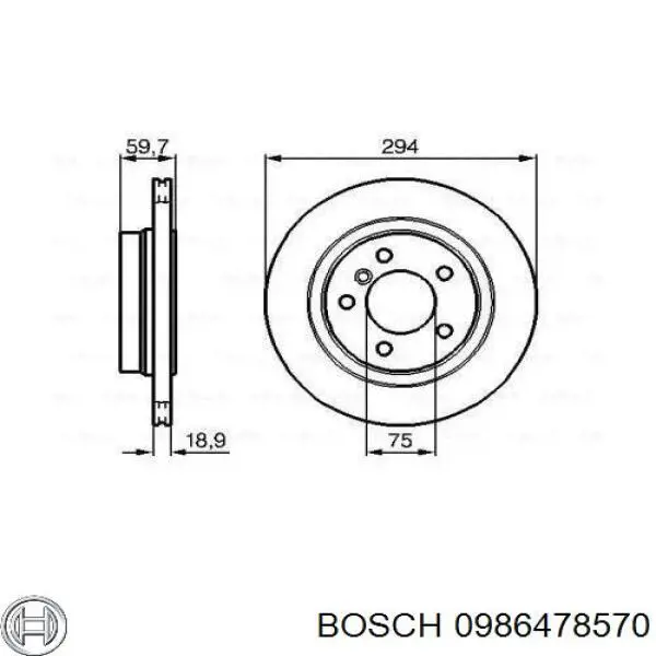 0986478570 Bosch диск тормозной задний