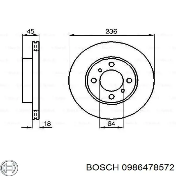 Передние тормозные диски 0986478572 Bosch