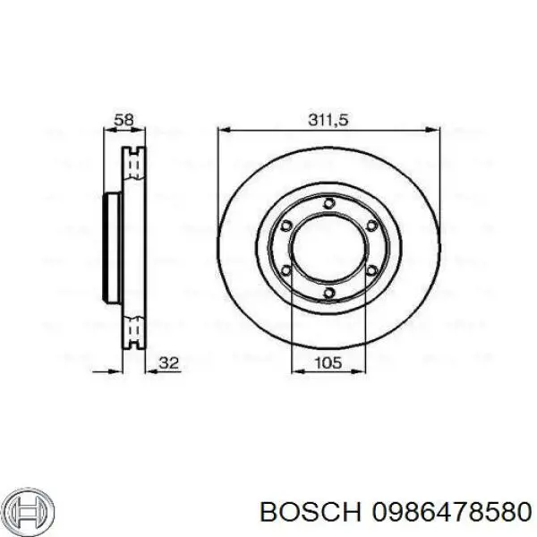 0 986 478 580 Bosch диск тормозной передний