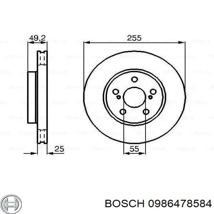 Передние тормозные диски 0986478584 Bosch