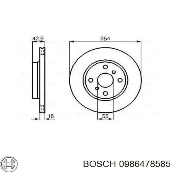 Передние тормозные диски 0986478585 Bosch