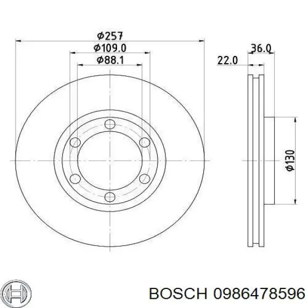 Тормоз дисковый передний Bosch 0986478596 цена, от 31.25 USD