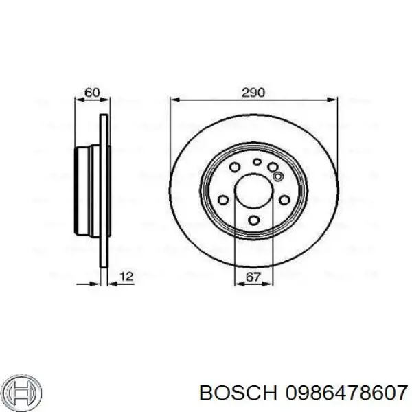 0986478607 Bosch диск тормозной задний
