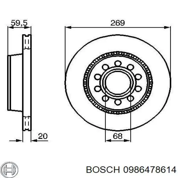 0 986 478 614 Bosch диск тормозной задний
