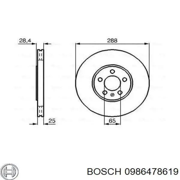 0986478619 Bosch диск тормозной передний