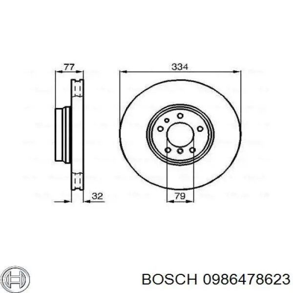 Передние тормозные диски 0986478623 Bosch