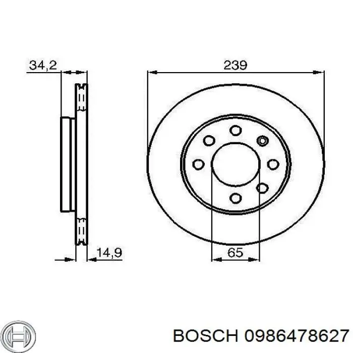 0986478627 Bosch диск тормозной передний
