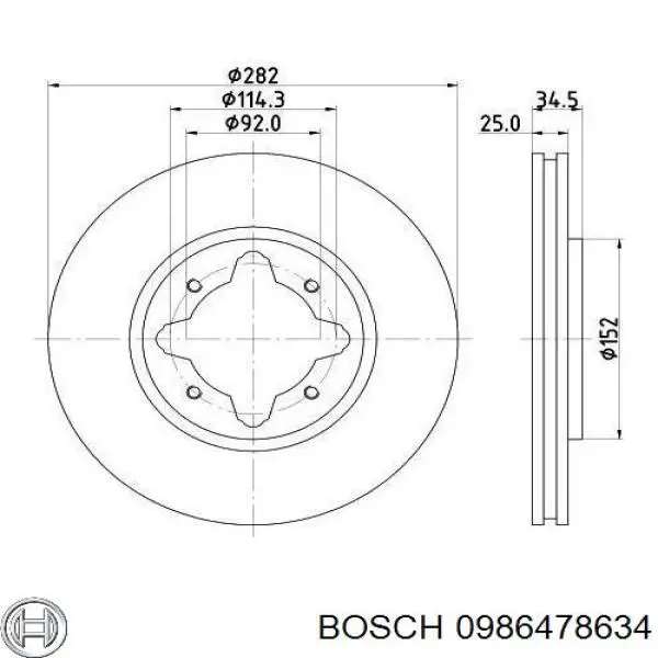 Купить 0986478634 Bosch Ротор тормозной