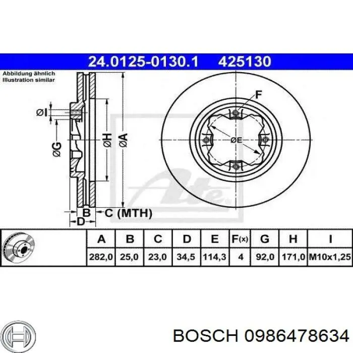 0986478634 Bosch Диск тормозной передний