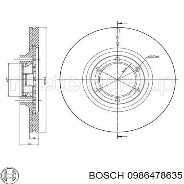 Передние тормозные диски 0986478635 Bosch