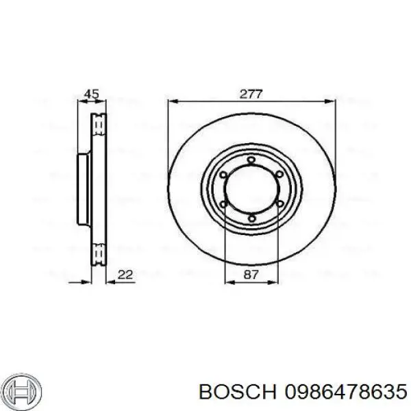 Передние тормозные диски 0986478635 Bosch