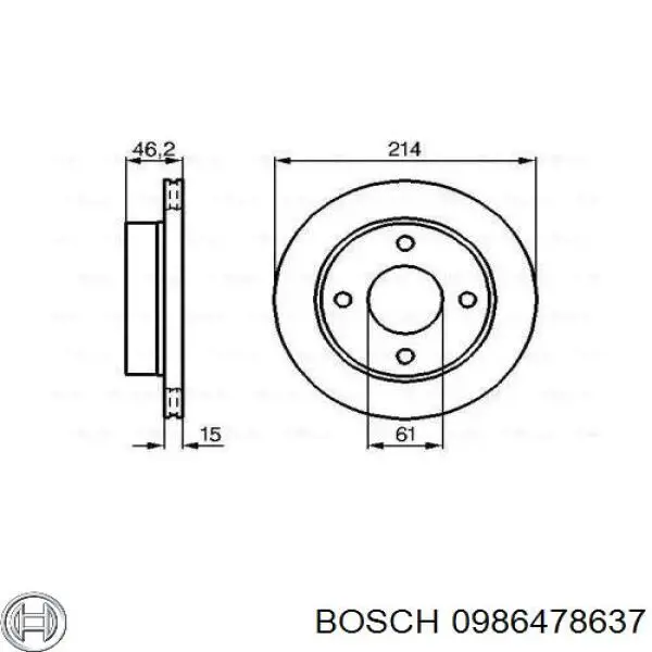 0 986 478 637 Bosch диск тормозной передний