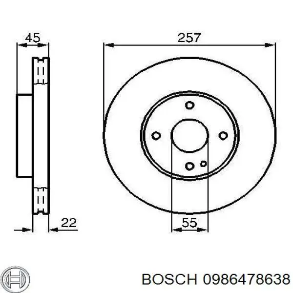 Freno de disco delantero 0986478638 Bosch