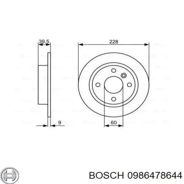 0986478644 Bosch диск тормозной задний