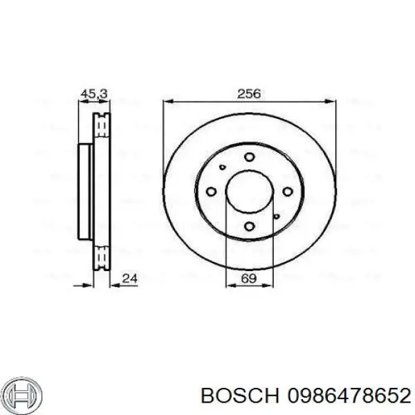 Передние тормозные диски 0986478652 Bosch