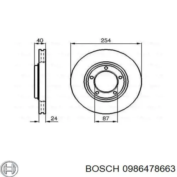Freno de disco delantero 0986478663 Bosch