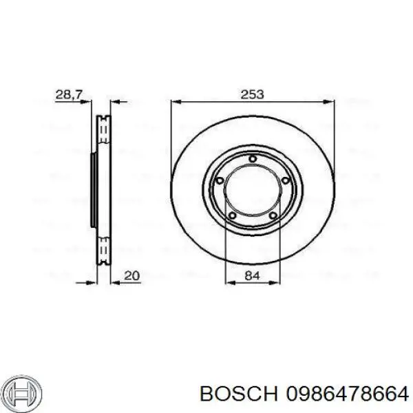 Передние тормозные диски 0986478664 Bosch