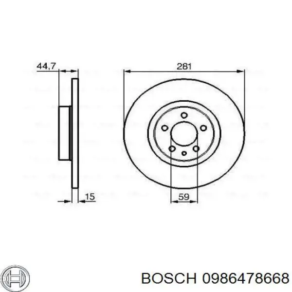 Передние тормозные диски 0986478668 Bosch