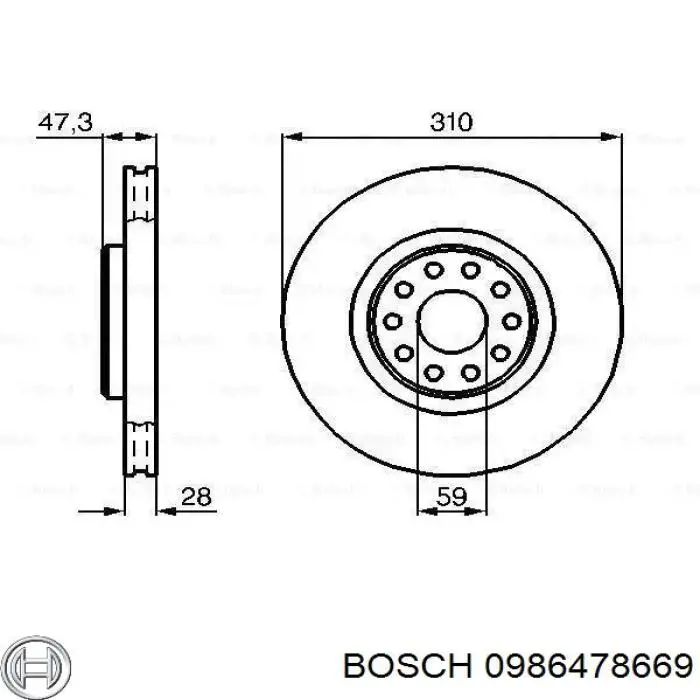 0986478669 Bosch Диск тормозной передний