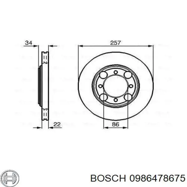 0 986 478 675 Bosch диск тормозной передний