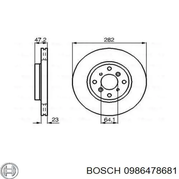 Передние тормозные диски 0986478681 Bosch