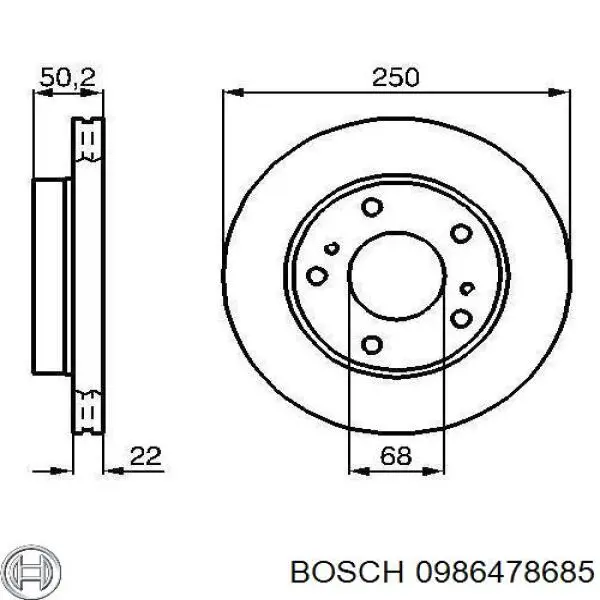 Передние тормозные диски 0986478685 Bosch