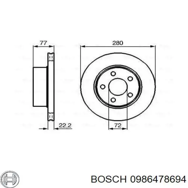 0986478694 Bosch диск тормозной передний