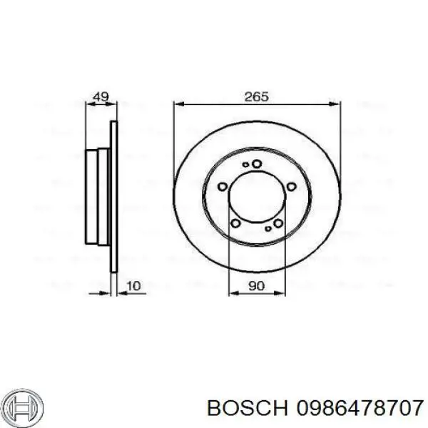 0986478707 Bosch диск тормозной задний