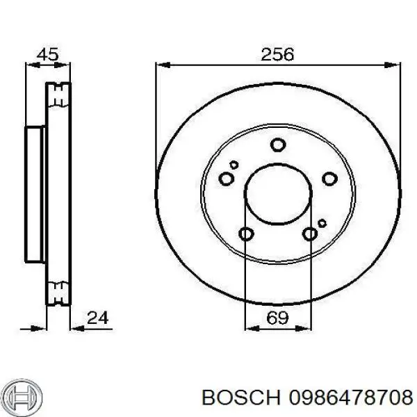 Передние тормозные диски 0986478708 Bosch