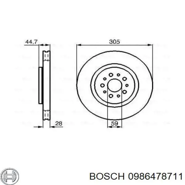 0 986 478 711 Bosch диск тормозной передний