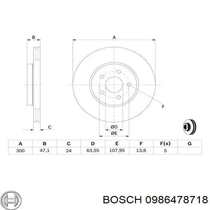 Тормоз дисковый передний Bosch 0986478718 цена, от 40.50 USD