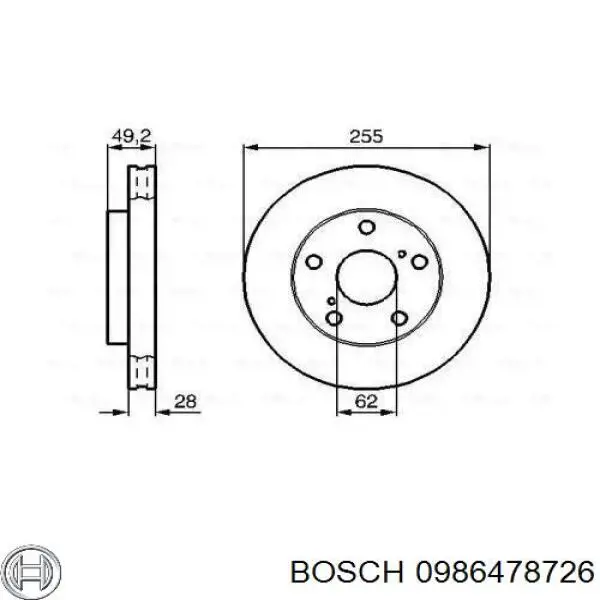 Тормоз дисковый передний Bosch 0986478726 цена, от 37.96 USD