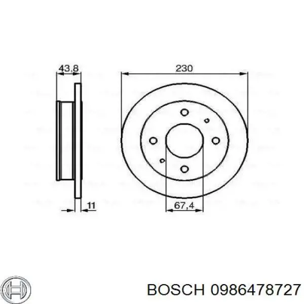 0 986 478 727 Bosch диск тормозной передний