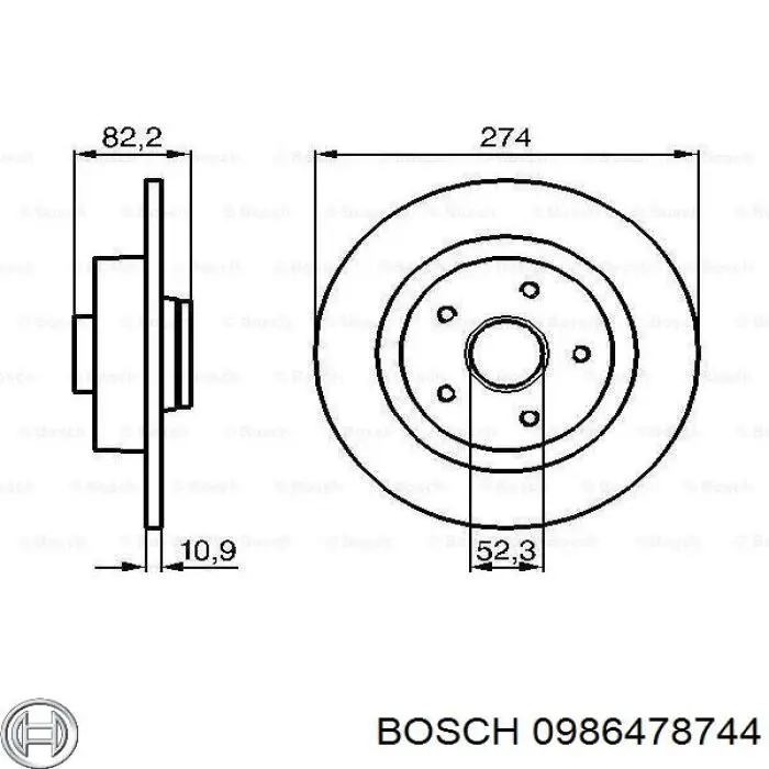 Disco de freno trasero 0986478744 Bosch