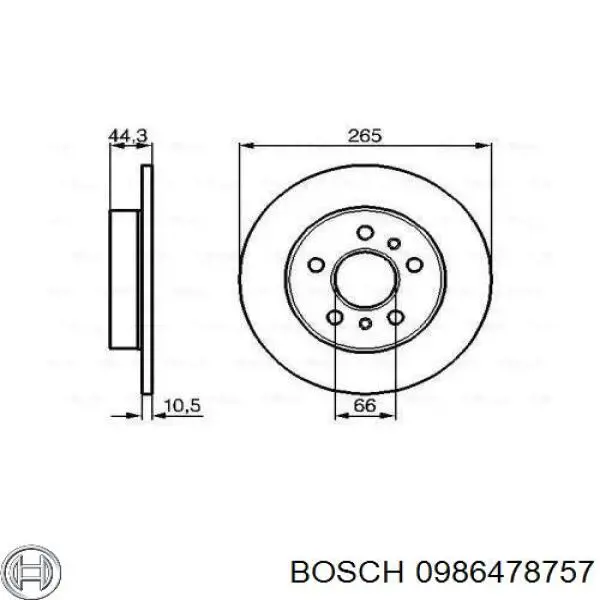 0 986 478 757 Bosch диск тормозной задний
