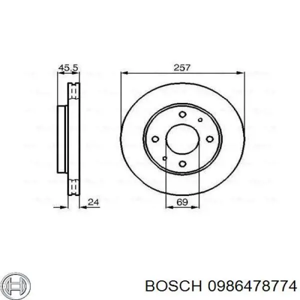 0986478774 Bosch диск тормозной передний